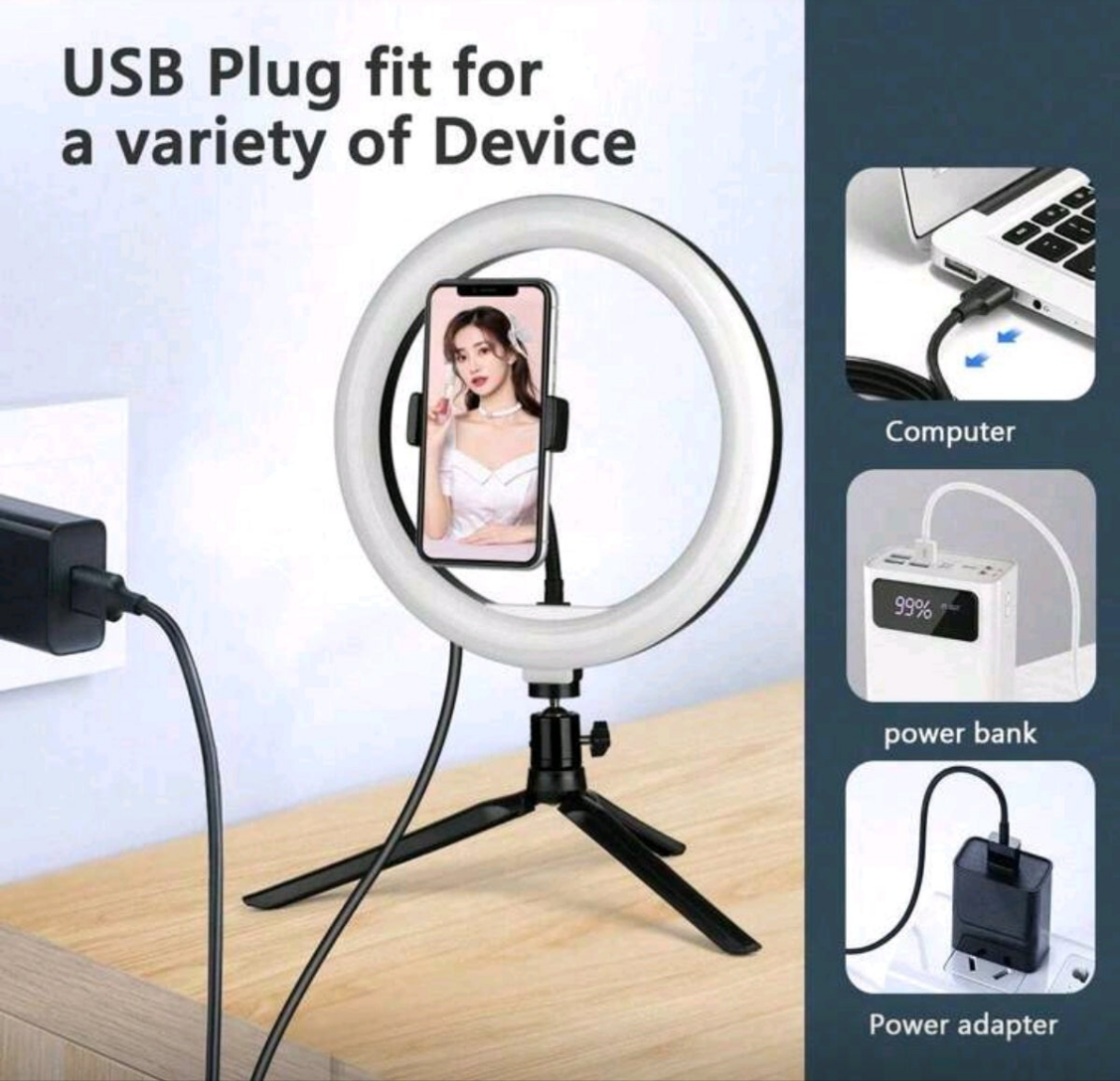 AXNEN 10inch Selfie Ring Light With Optional Tripod