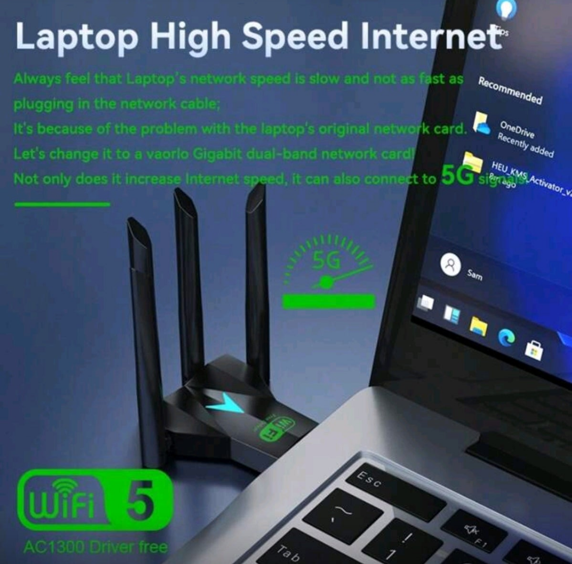 KZ Dual-Band 2.4G 5.8Ghz USB 3.0 High-Speed WIFI USB Network Card Adapter Wireless USB 1300Mbps.