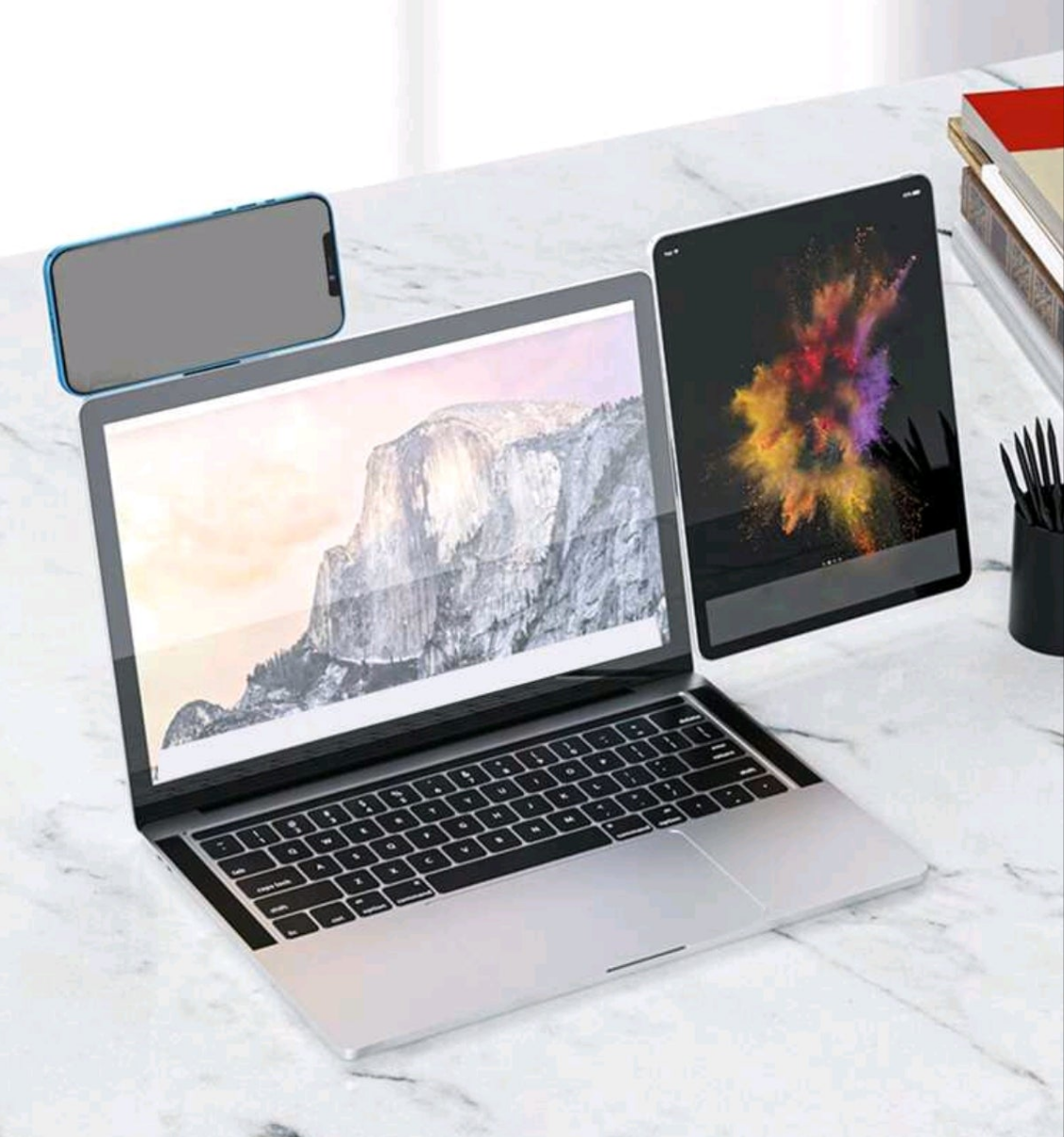 Black Aluminum Alloy Laptop Side Monitor Portable Metal Phone Stand.