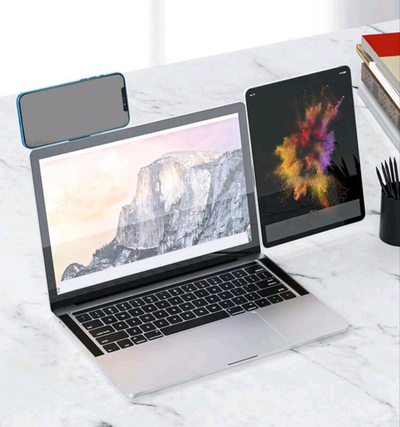 Black Aluminum Alloy Laptop Side Monitor Portable Metal Phone Stand.