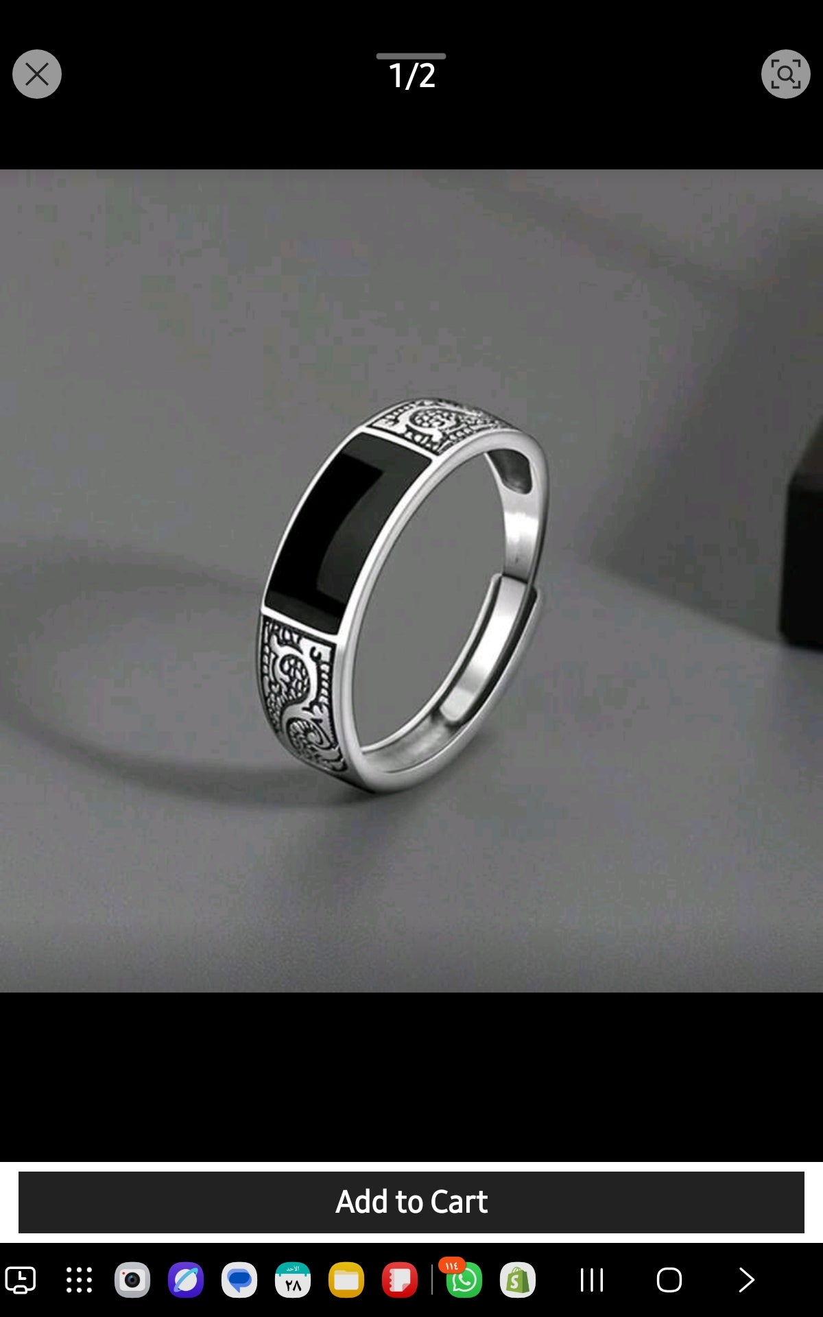 1pc Vintage Dragon Engraving Men's Opened Fashionable Ring