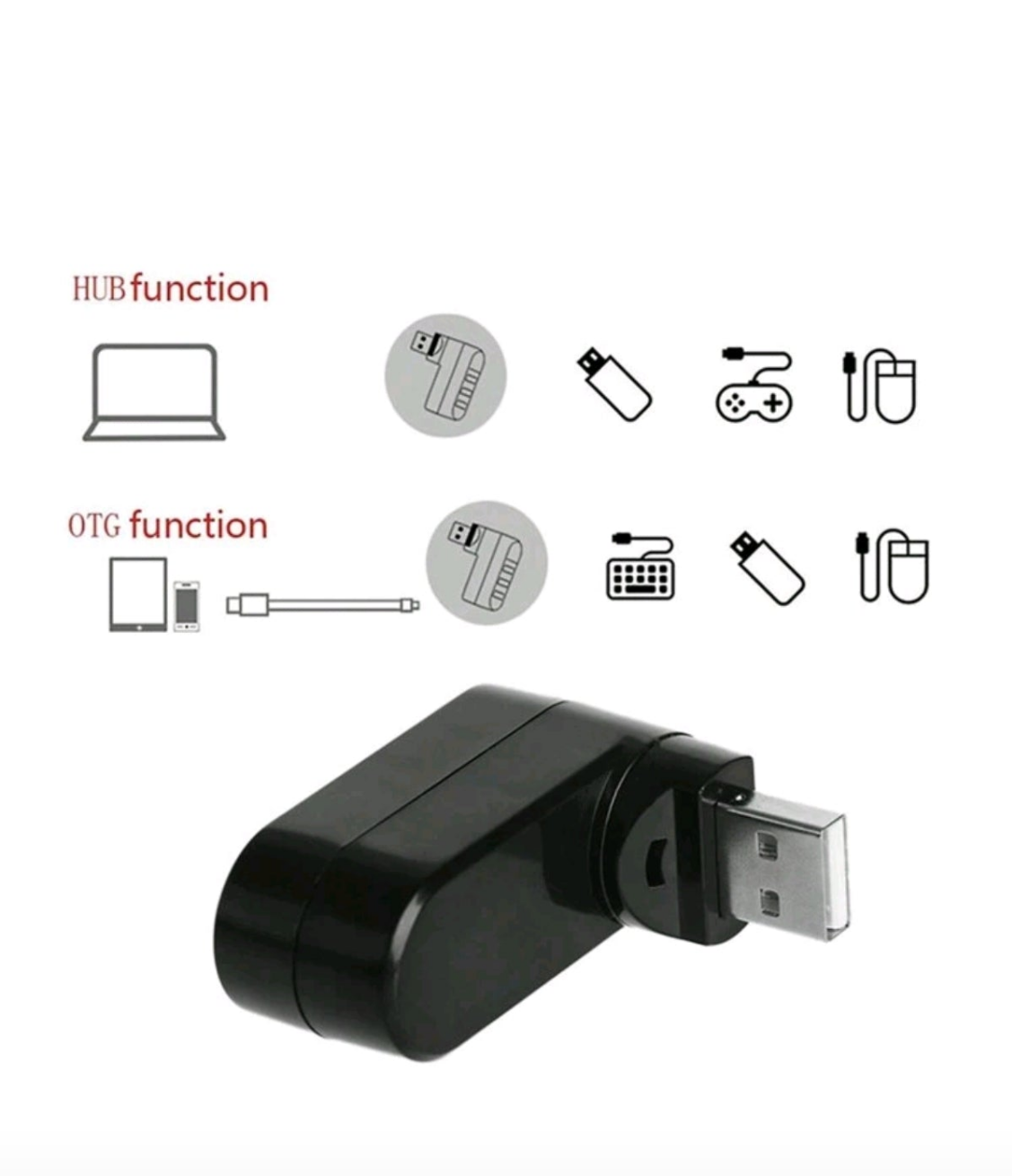 Portable 3-Port Hi-Speed USB Hub