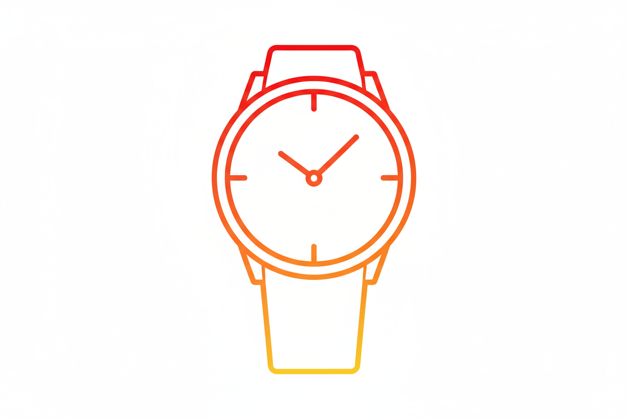 Analog Watch Icon Red To Yellow Gradient Outline