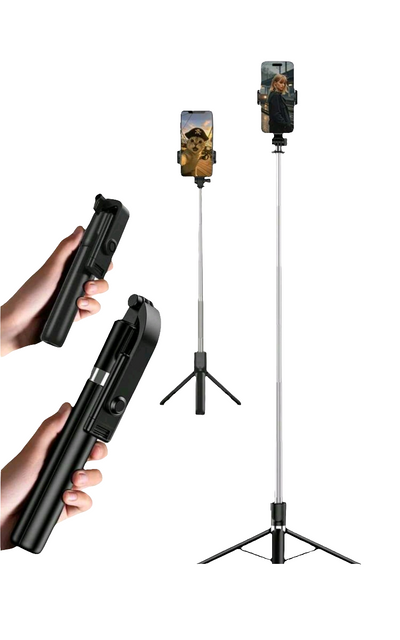 170cm/67inch Extendable Aluminum Selfie Stick Tripod With Fill Light & Bluetooth Remote
