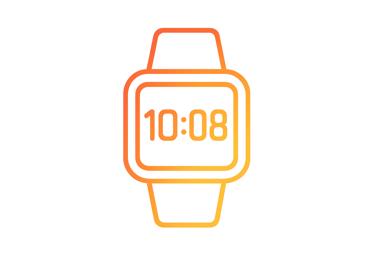 Digital Watch Red To Yellow Gradient Outline