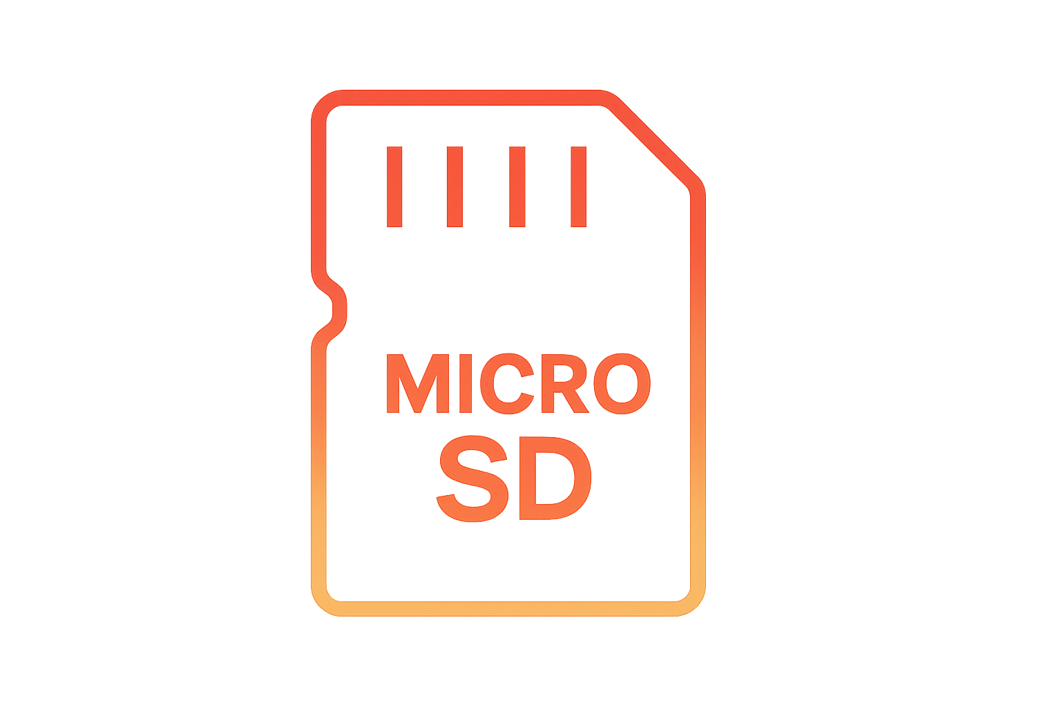 Micro SD Memory Card Icon Red To Yellow Gradient Outline