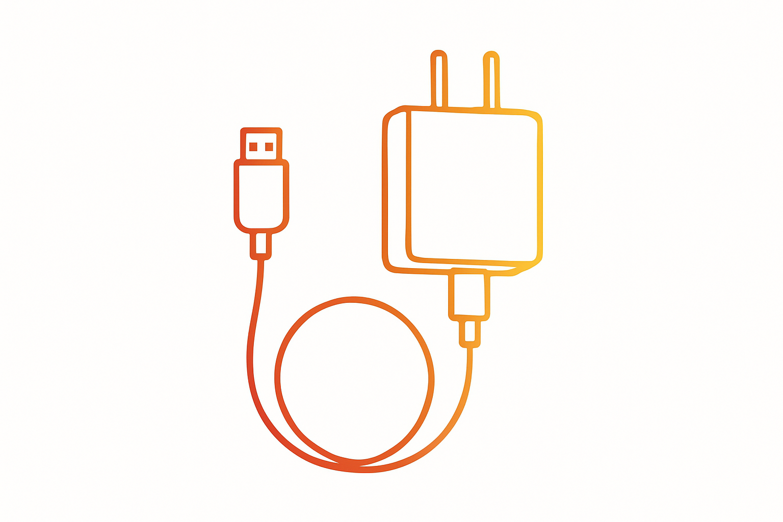 PHone Charger Darken Red To Lighten Yellow Gradient OUtline, No Fill