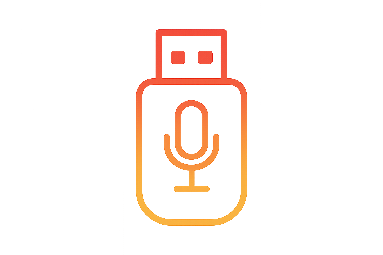 USB Voice Recorder Icon Red To Yellow Gradient Outline